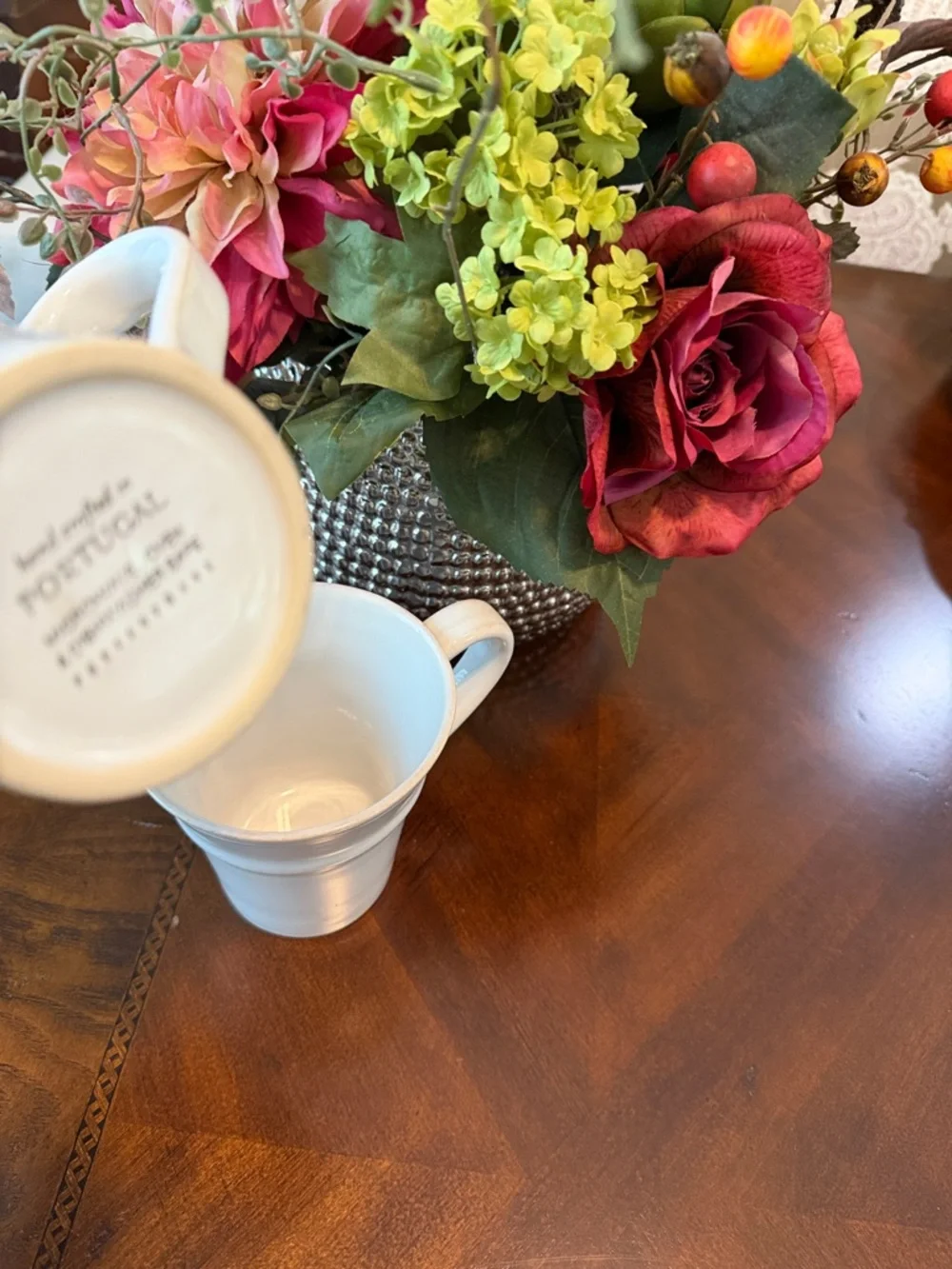 Pottery Barn White Ribbed Mugs - Set of 2